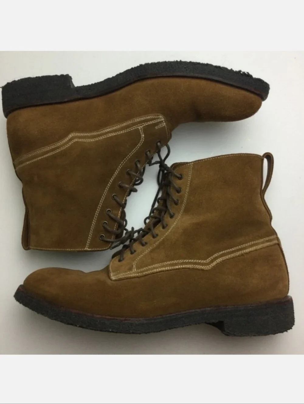 Sid Mashburn Field Handmade Brown Suede Lace-Up Boots Size 10